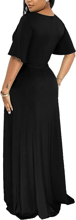 Deep V Neck front Split Midi Dresses