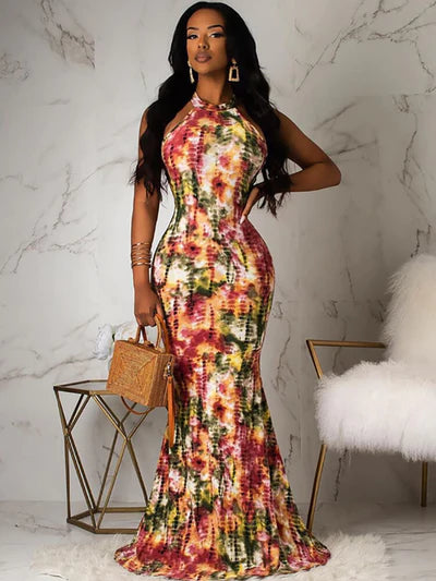 Sleeveless Print Maxi Dress