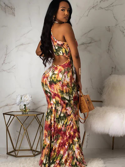 Sleeveless Print Maxi Dress